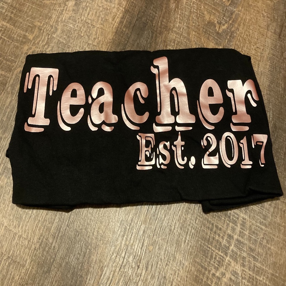 Teacher Est. 2017 T-Shirt, Size S, Bella Canvas, Black & Pink, Brand new!